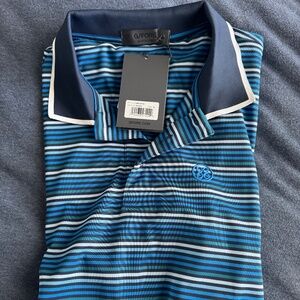 G/FORE Men’s Cinque Terre Tech Pique Polo Blue Striped Size Medium Golf
